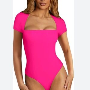 REORIA Pink Mesh Insert Thong Body Suit M